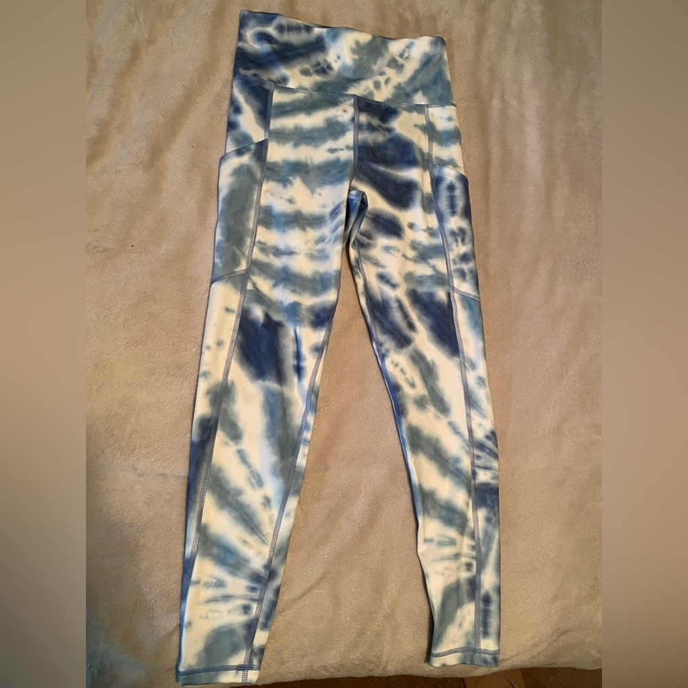 blue tie dye american eagle leggings size medium